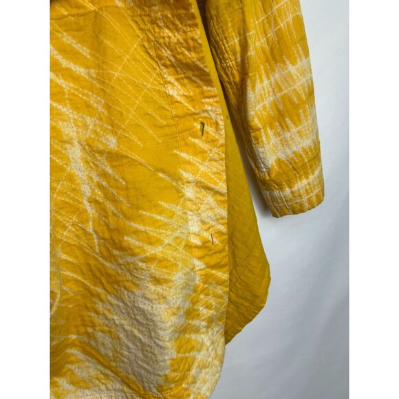 VTG ISSEY MIYAKE Scarf Tie-dye Long-sleeve shirt Small Cotton YLW/All-over patte - Picture 13 of 16